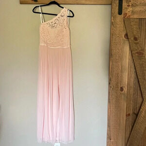 David’s Bridal Dress- Pink full length off the shoulder womens dress